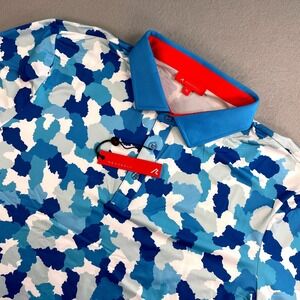 Redvanly Dawson Polo Shirt Mens XL Malibu Blue Camo‎ Athletic Luxury